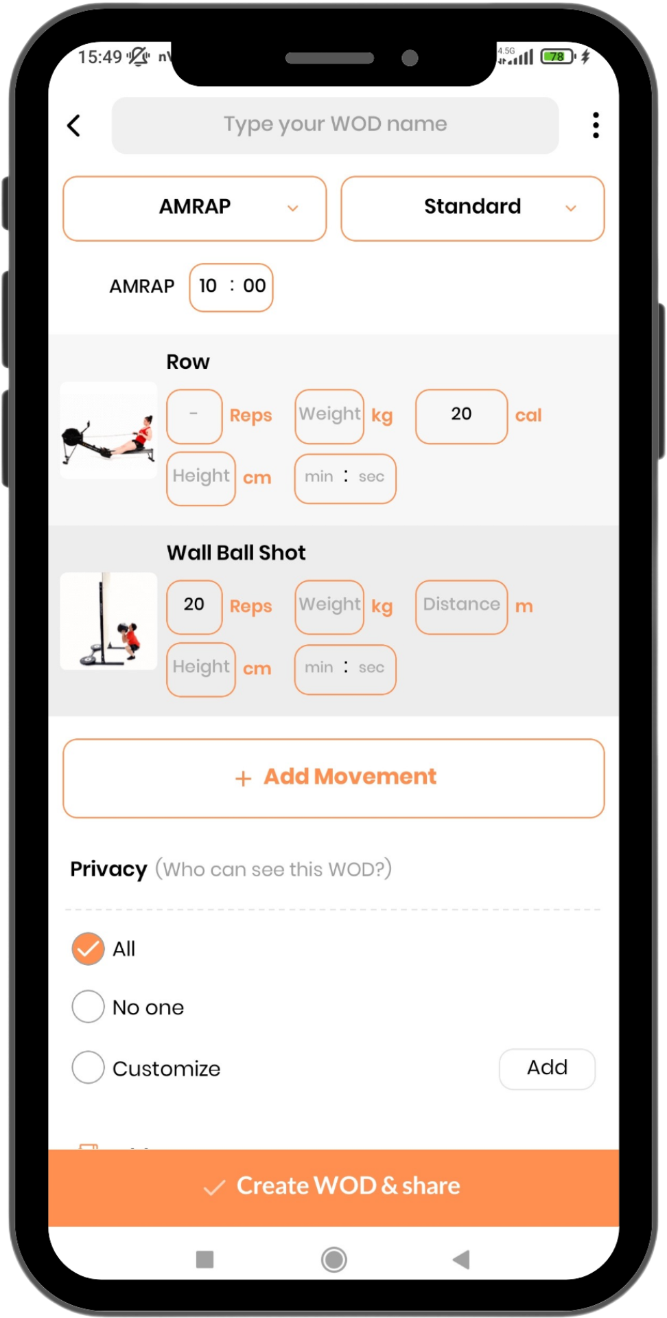 Create AMRAP Workout - WODEX