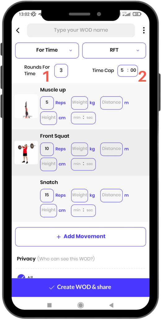 Create For Time WOD-RFT