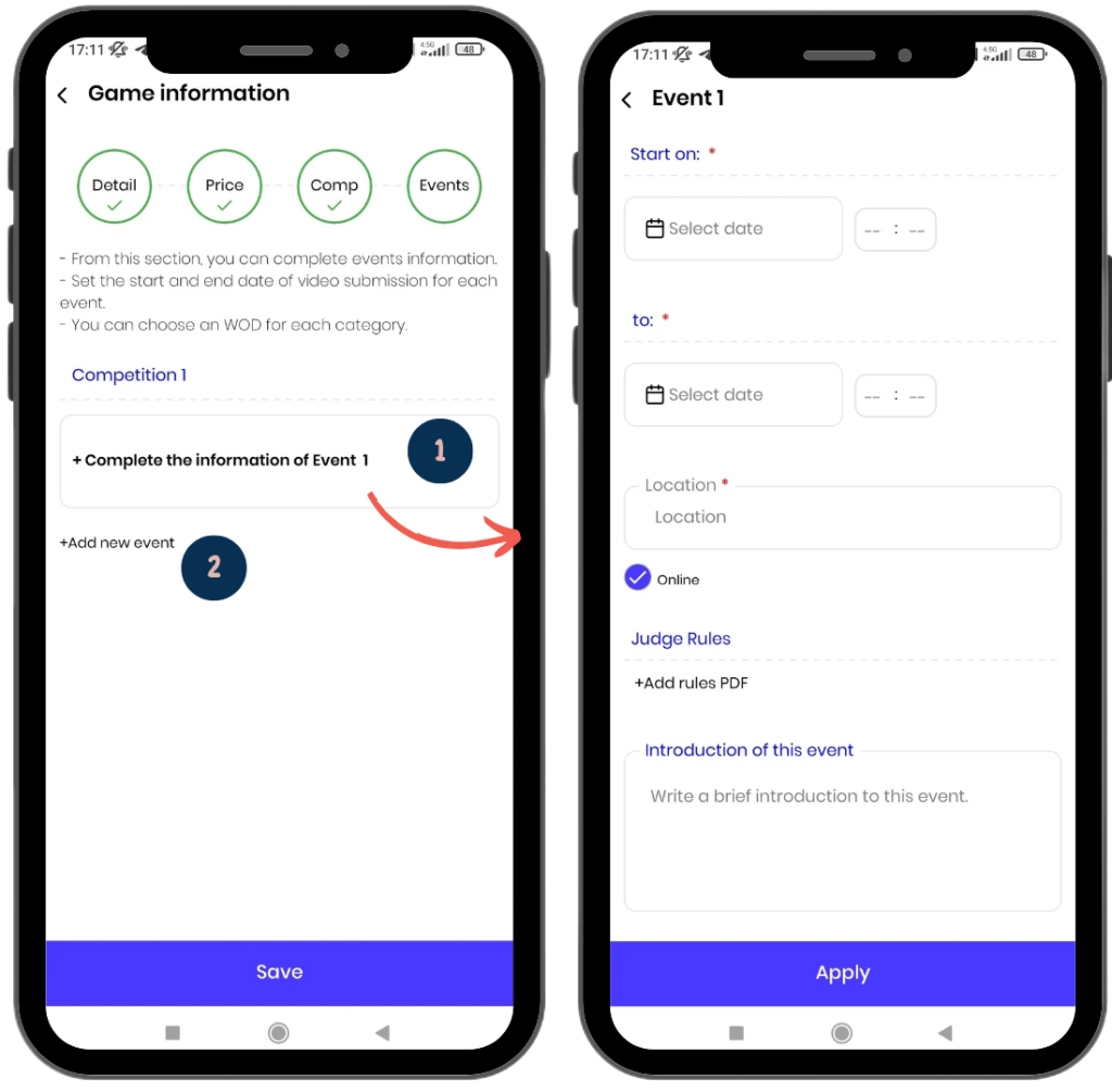 Create Games - Add Event Create Games - Add Event